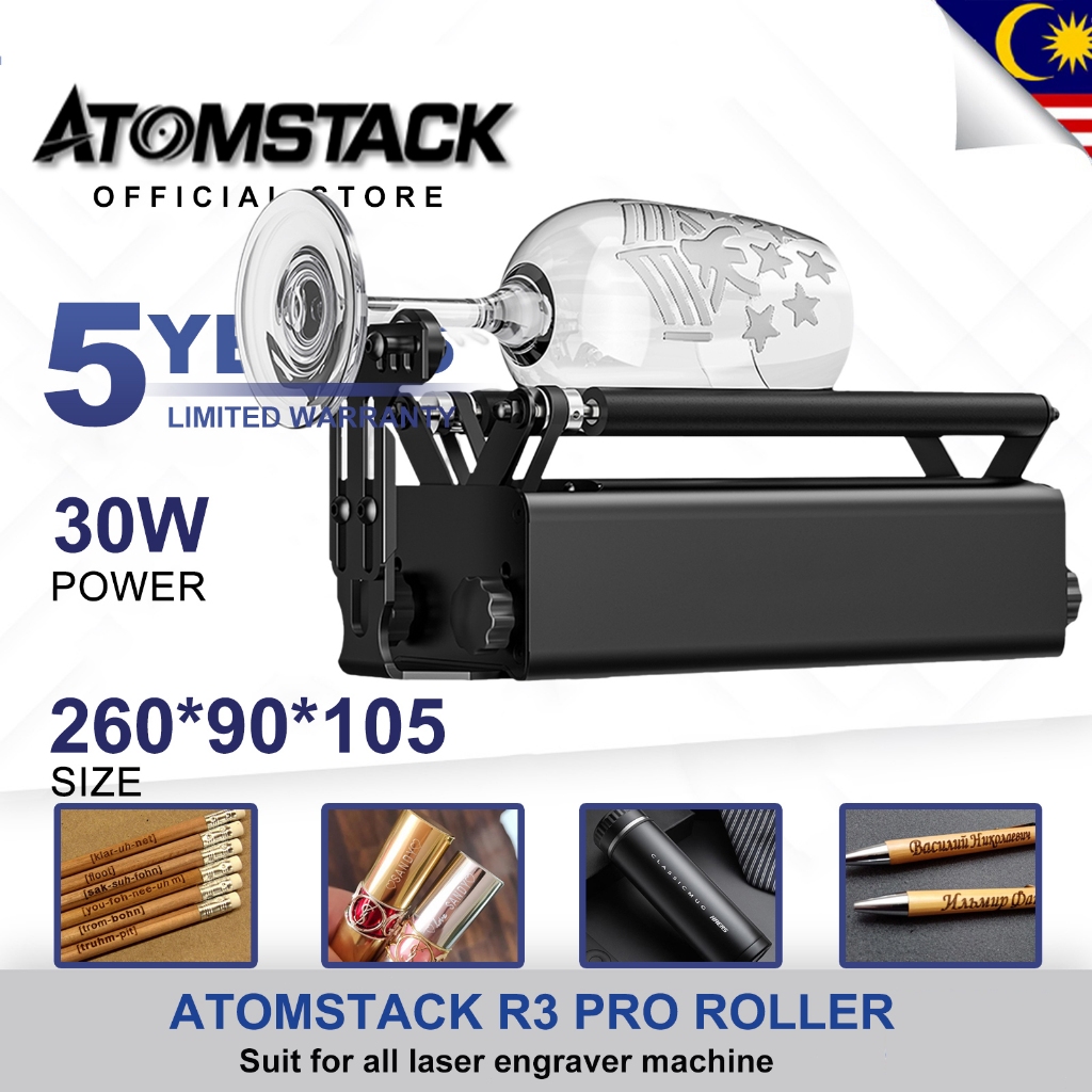 5 Years Warranty ATOMSTACK R3 Pro Laser Rotary Roller Set Engraving ...