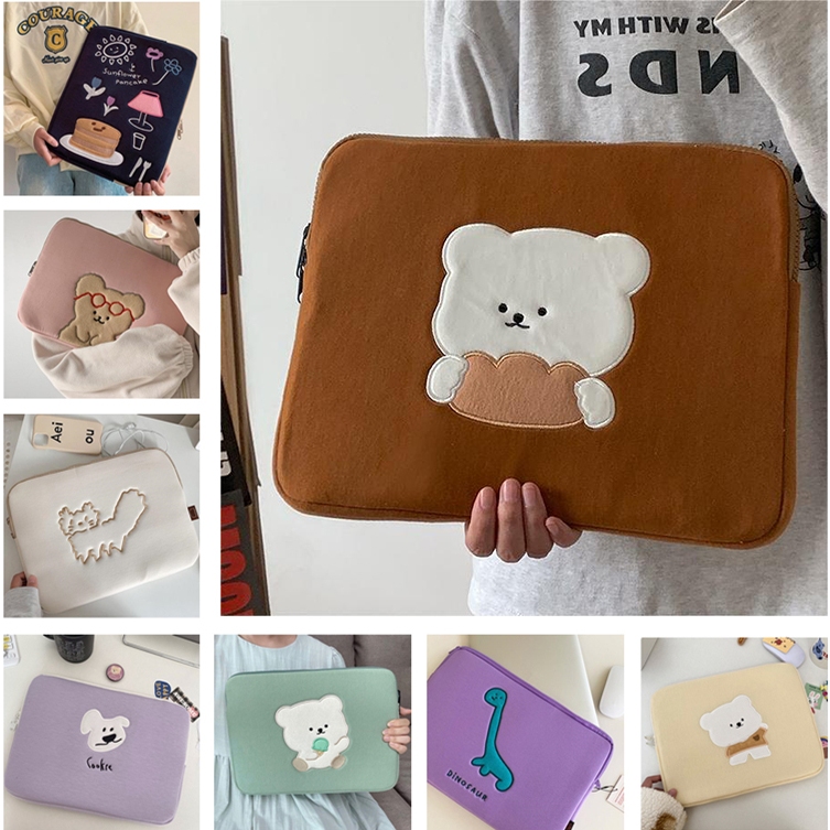 MY Ready Stock Cute Soft Laptop Bag 13 13.5 15 15.6 inch Velvet