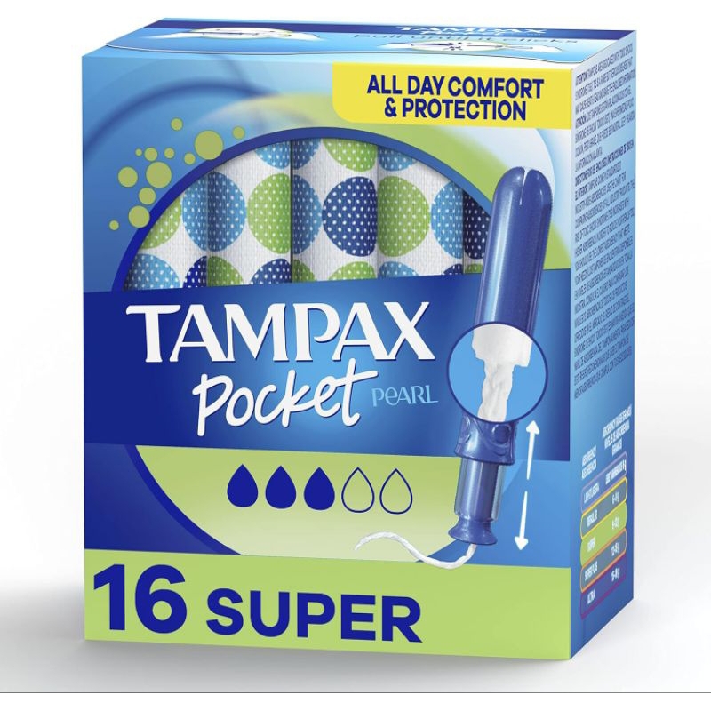 Tampax Pocket Compak Pearl Tampons Super Absorbency with LeakGuard