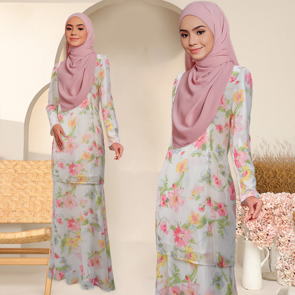 Baju Kurung Moden Baju Kebarung Labuh Kurung Kedah Sulam Floral Kurung