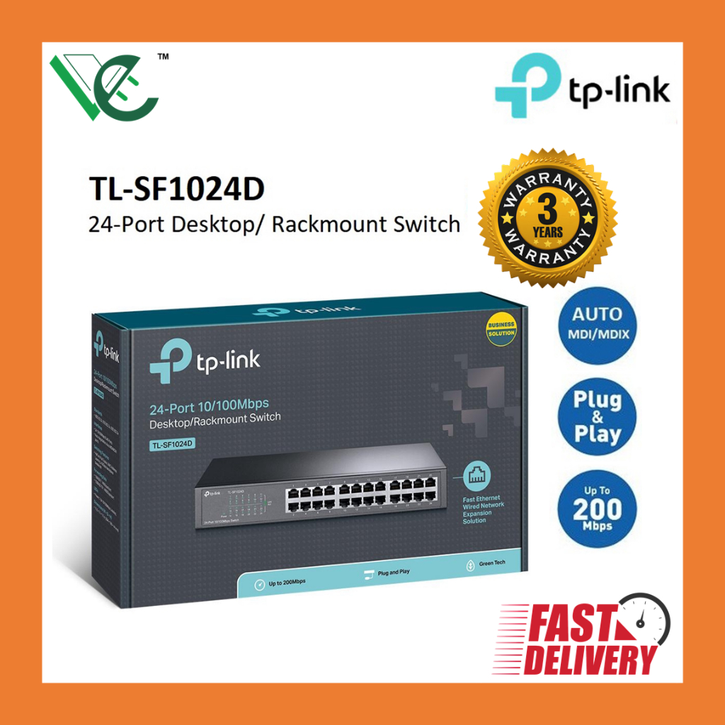 TP-Link 24 port 10/100Mbps Desktop/Rackmount Switch TL-SF1024D *USED ...