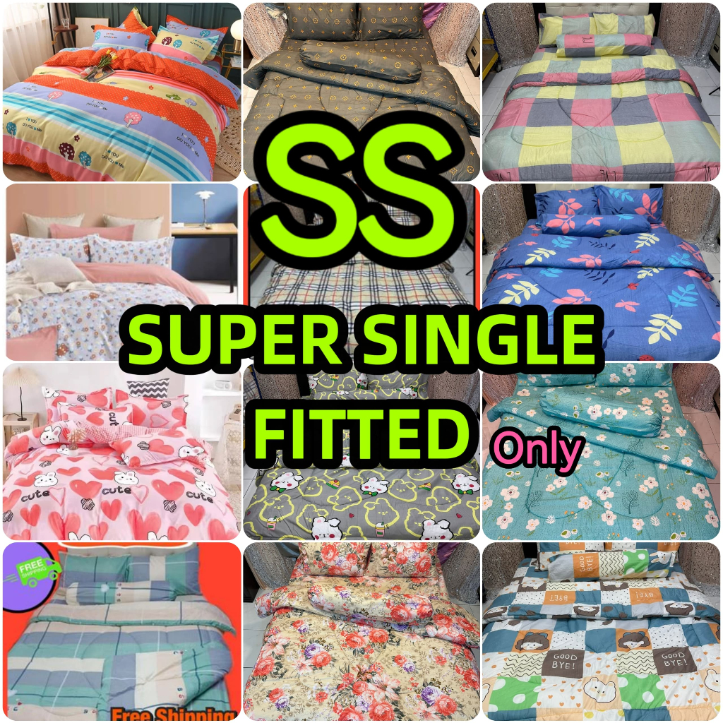 Cadar 1PC SUPER SINGLE Cotton Fitted Bedsheet / Cadar / 床单 | Shopee ...