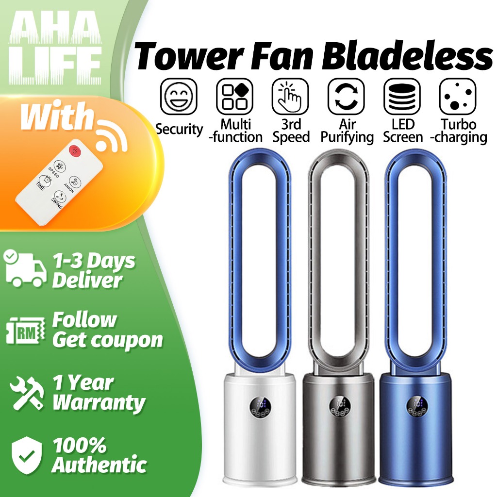 Bladeless Stand Fan With Remote Control 40 Inch Air Purifier Tower Fan