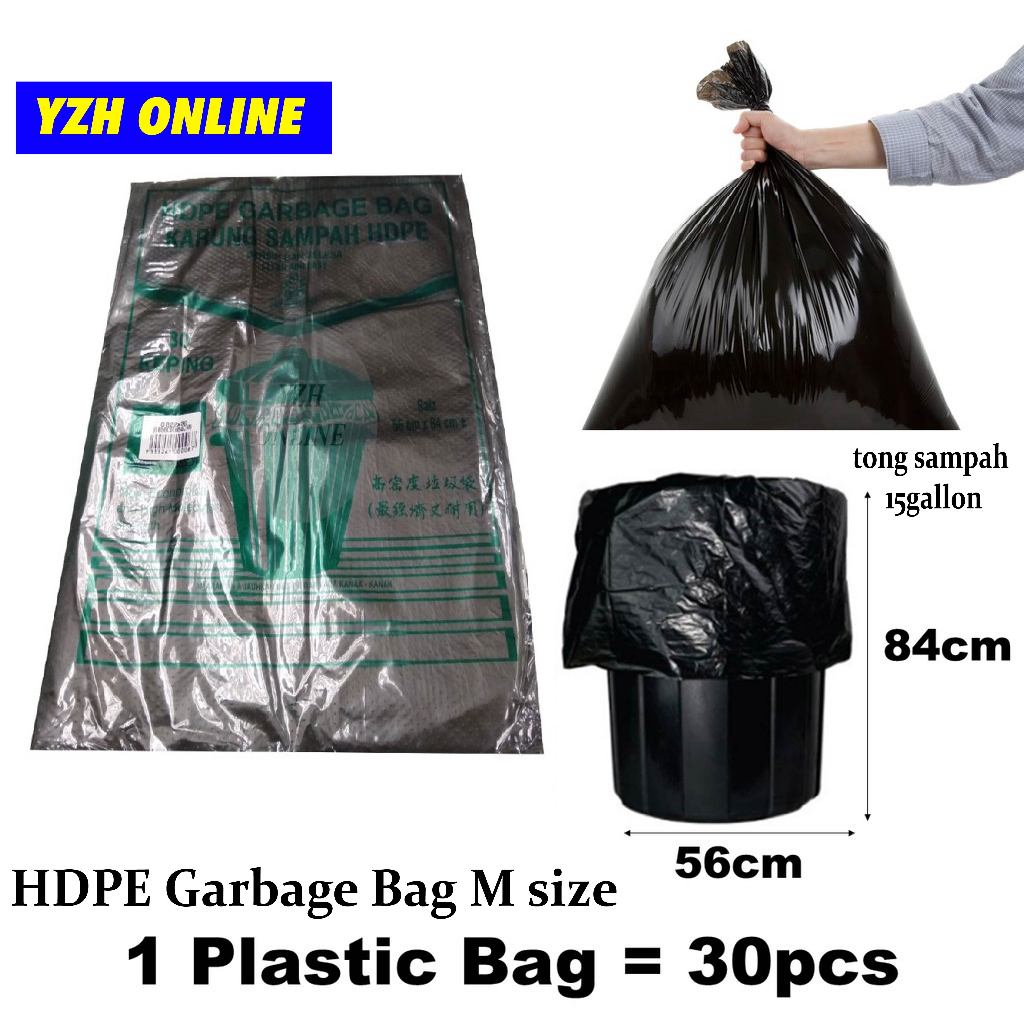 HDPE Garbage Bag / Karung Sampah HDPE 30PCS +- 56CM X 84CM M size ...