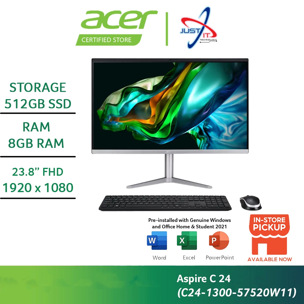 ACER ASPIRE C24130057520W11 23.8" FHD ALLINONE DESKTOP PC (R57520U