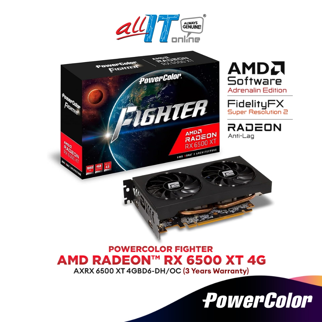 PowerColor Fighter AMD Radeon™ RX 6500 XT 4GB GDDR6 Graphics Card