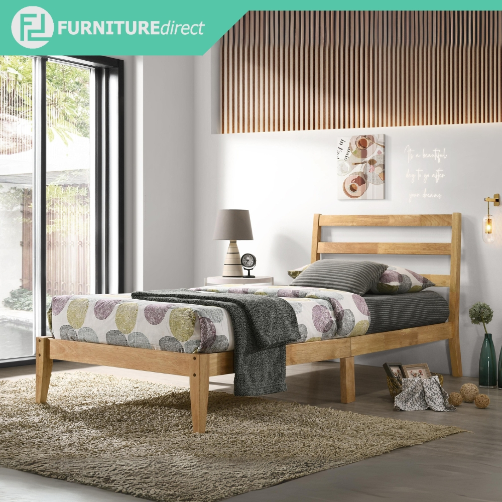 Furniture Direct Morgan Muji Style Full Solid Wood Wooden Single Bed 