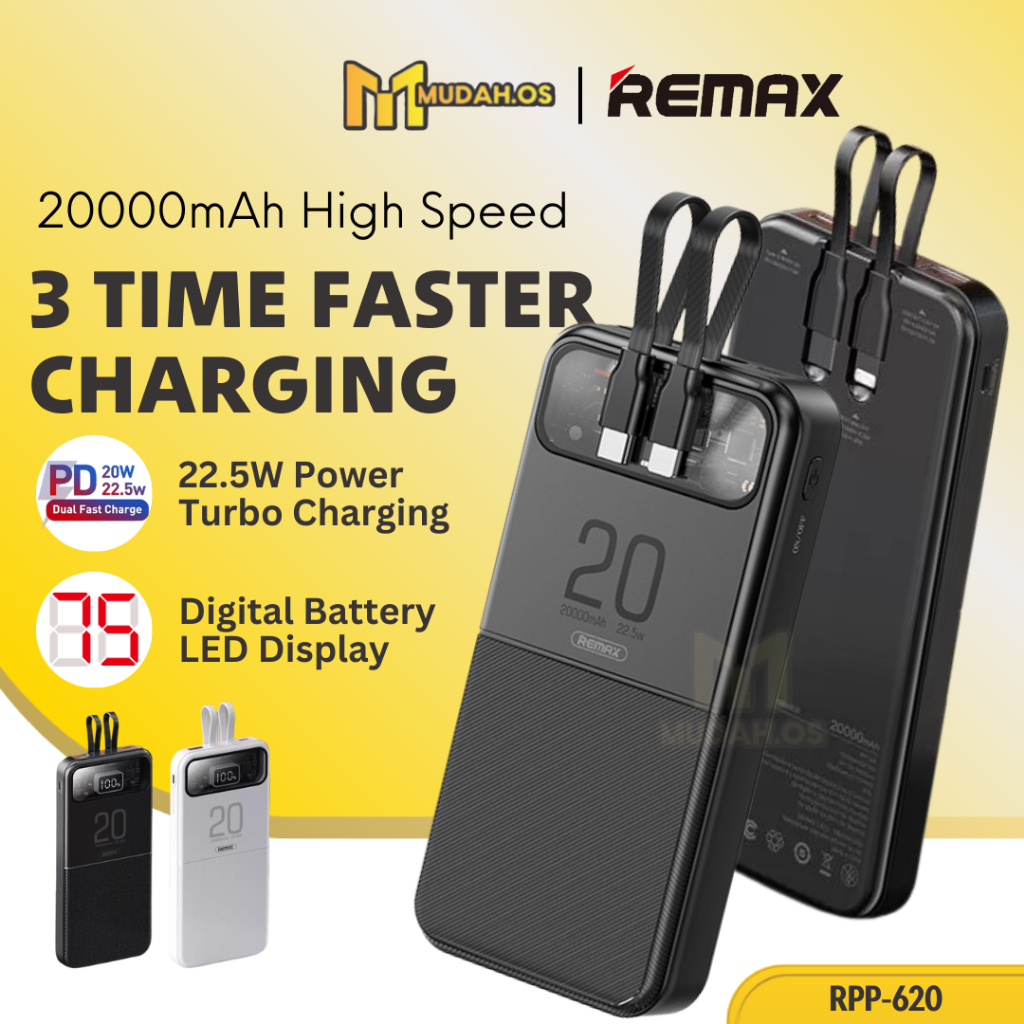 REMAX Original Fast Charging 22.5W Slim Powerbank 20000mAh With Built ...
