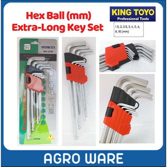 King Toyo 9pcs Torx & Hex Ball Extra-Long Key Set | Shopee Malaysia