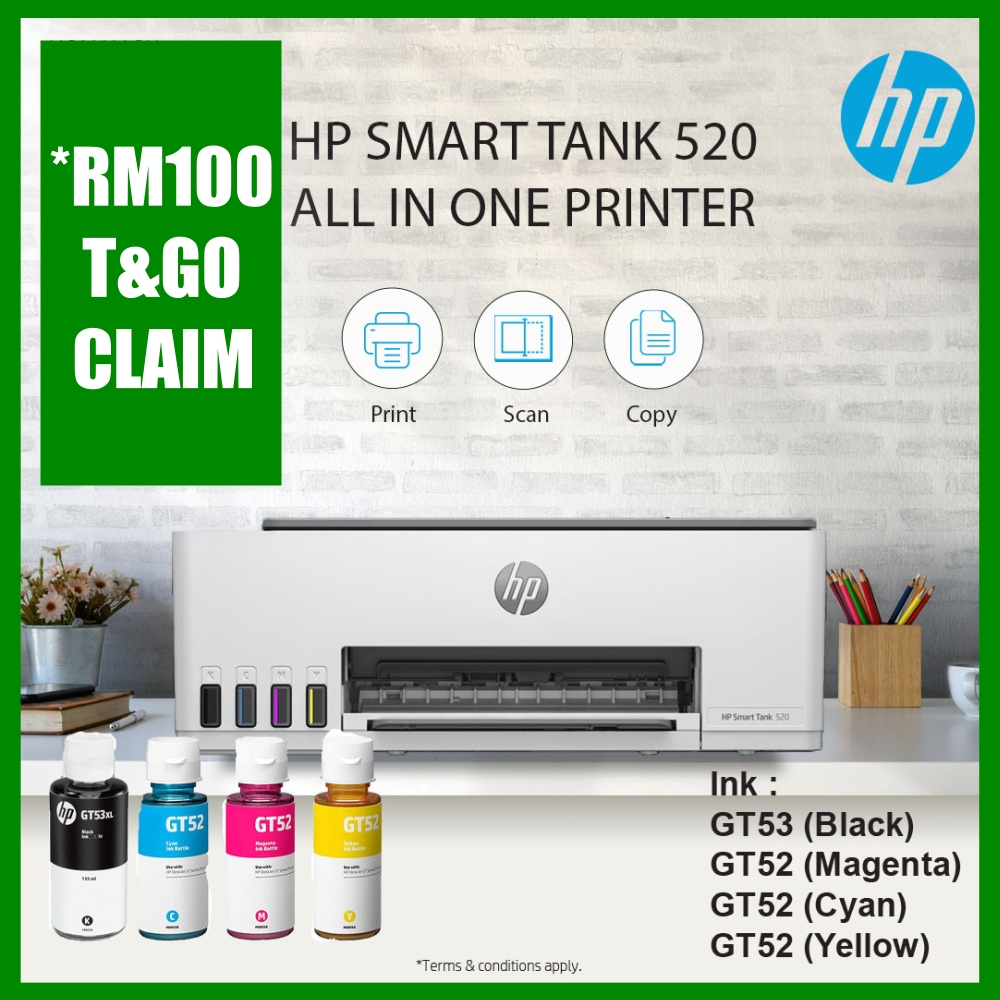 HP 520 HP 580 PRINTER Smart Tank All-in-One Printer (Print, Scan, Copy ...