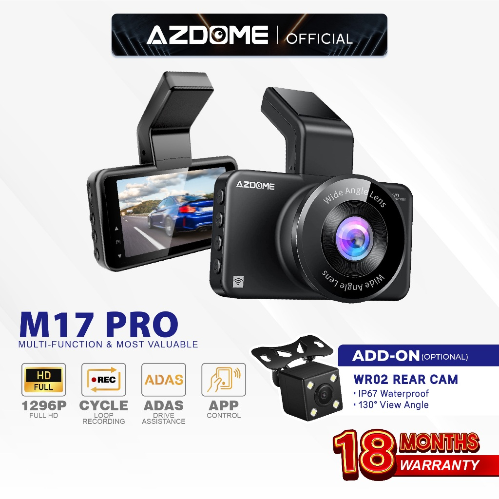 AZDOME M01 Pro Dual Dash Cam and Mirror Mount Holder Bundle