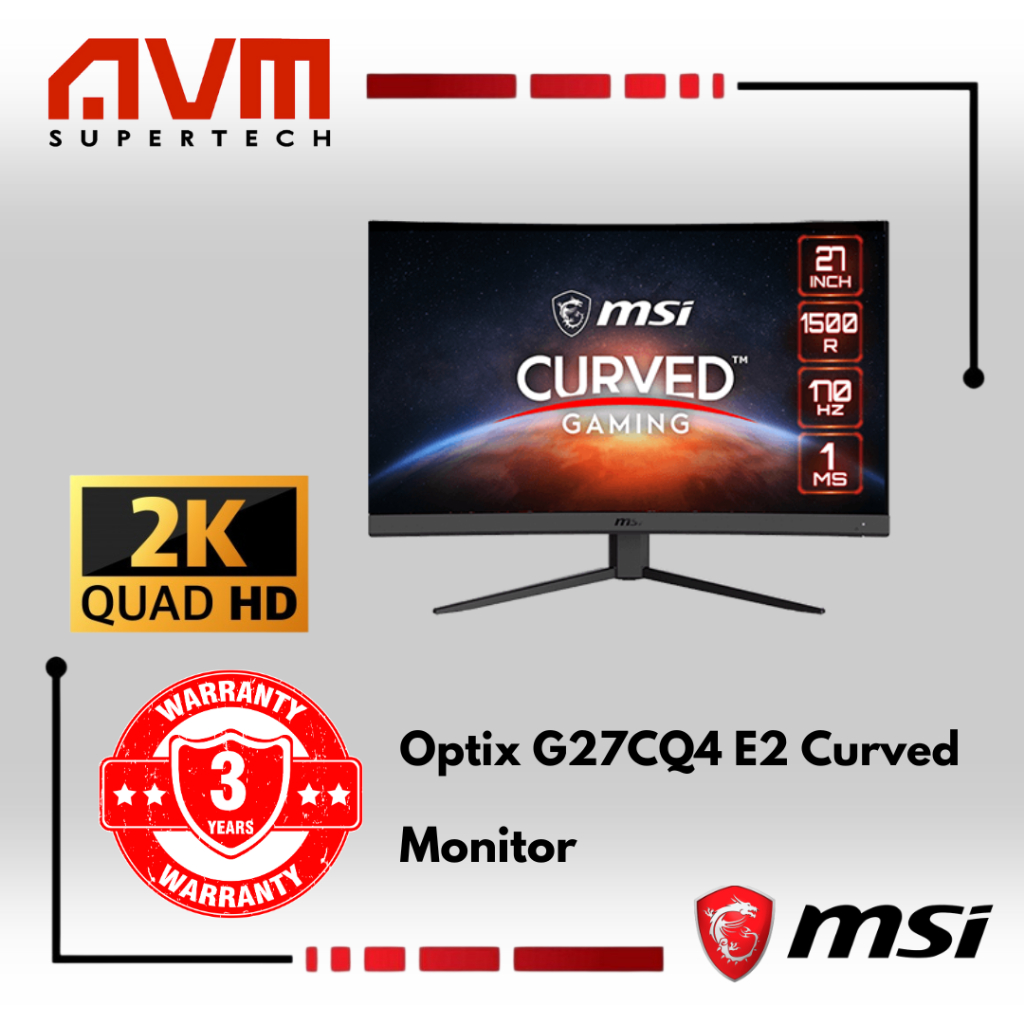 AVM MSI Optix G27CQ4 E2 27" 2560 x 1440 (WQHD) 170Hz Gaming Monitor ...