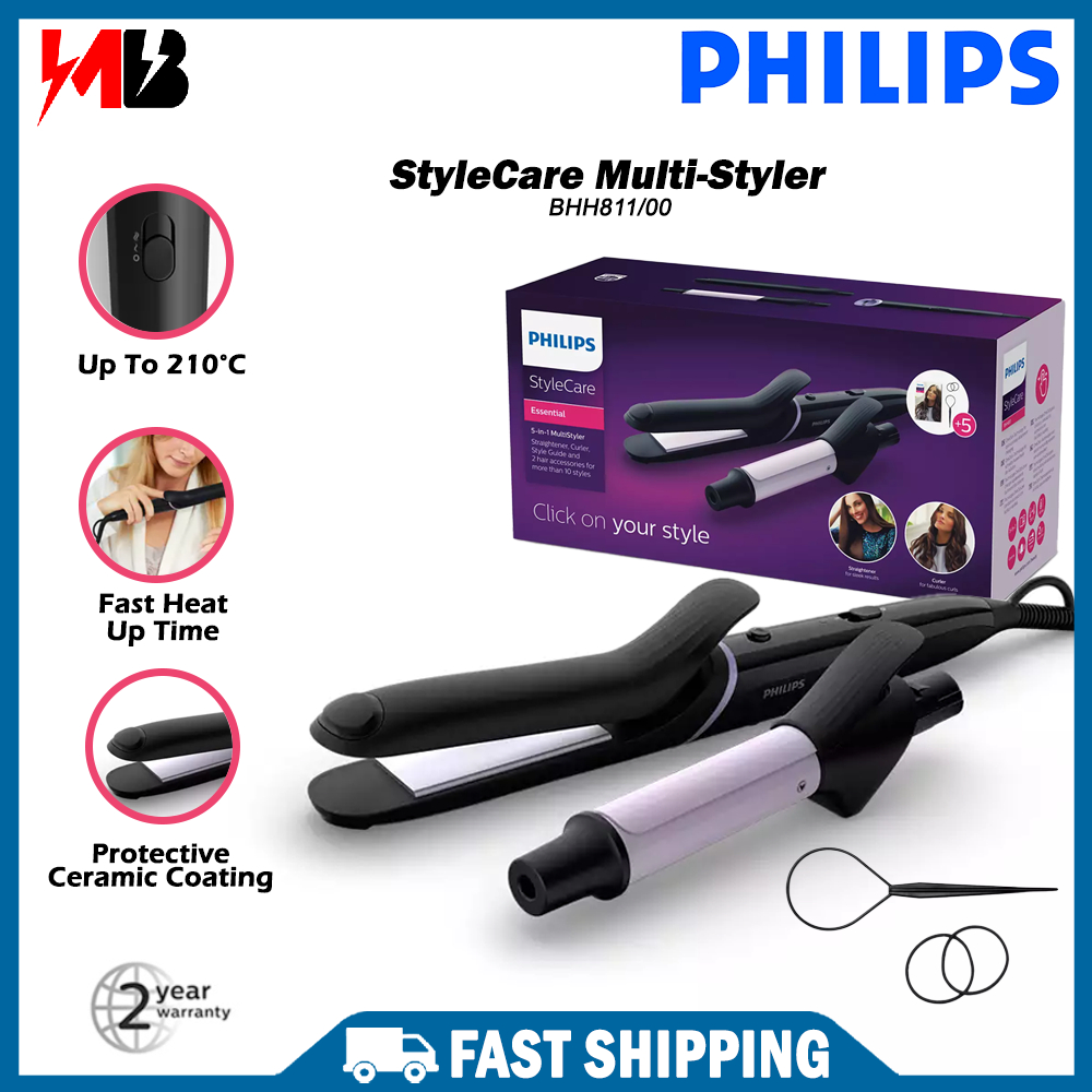 NEW Philips StyleCare Hair Multi Styler Hair Straightener And Curler BHH811 BHH811 00 BHH811