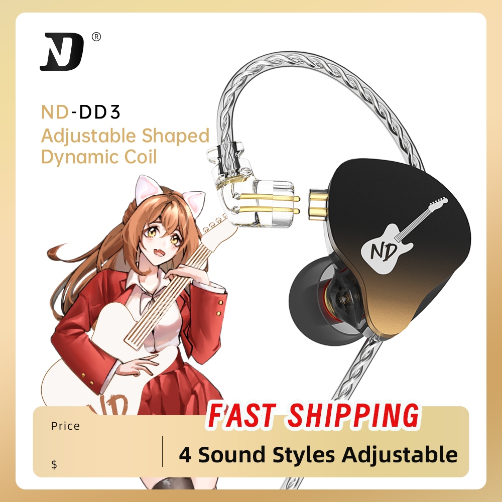 ND DD3 HIFI In Ear Monitor Earphone Adjustable Shaped Dynamic Noise ...