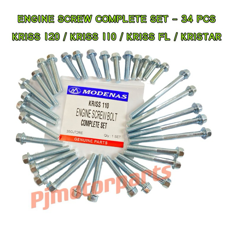 KRISS 120 110 KRISS FL KRISTAR KRISS 1 , 2 (34PCS / 1 SET) ENGINE SCREW ...