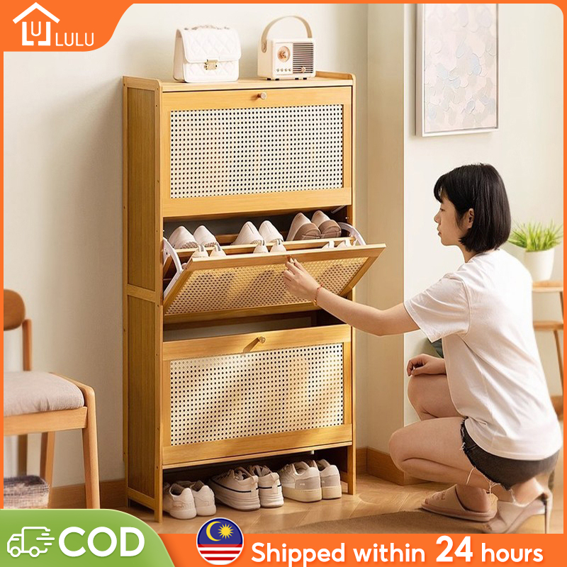 LULU Shoe Almari Kasut Narrow Seam Style Shoe Rak Kasut kayu Shoe Rack