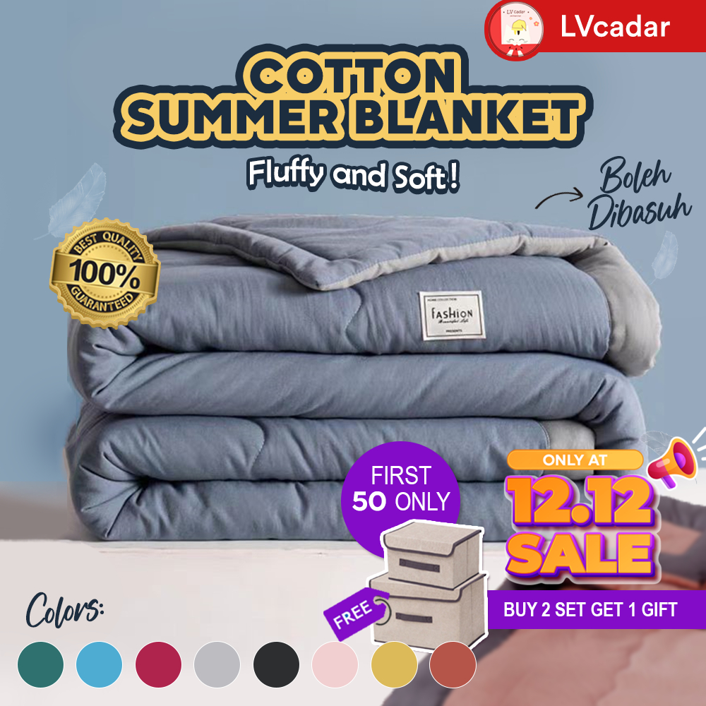 PREMIUM Selimut Blanket Comforter Washed Cotton Aircorn Comforters Blank Single/Double Queen