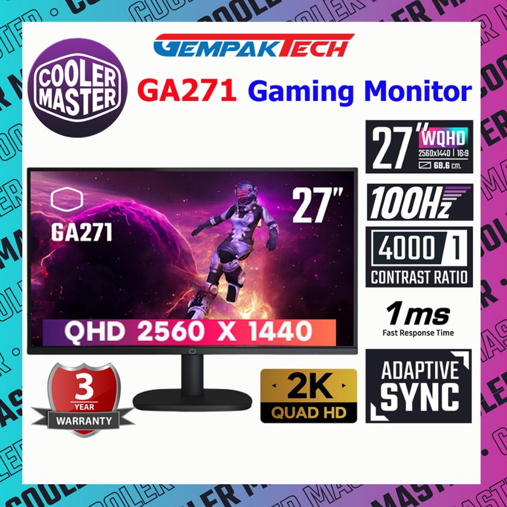 Cooler Master GA271 27 QHD 2K Gaming Monitor – QHD (2560x1440) 100Hz ...