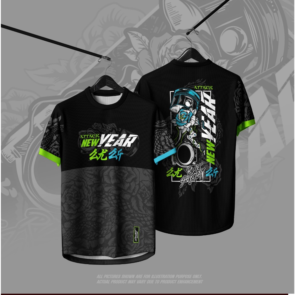 New Year Attack 2024 Ride Santai Sublimation Tshirt | Baju Tahun Baru ...