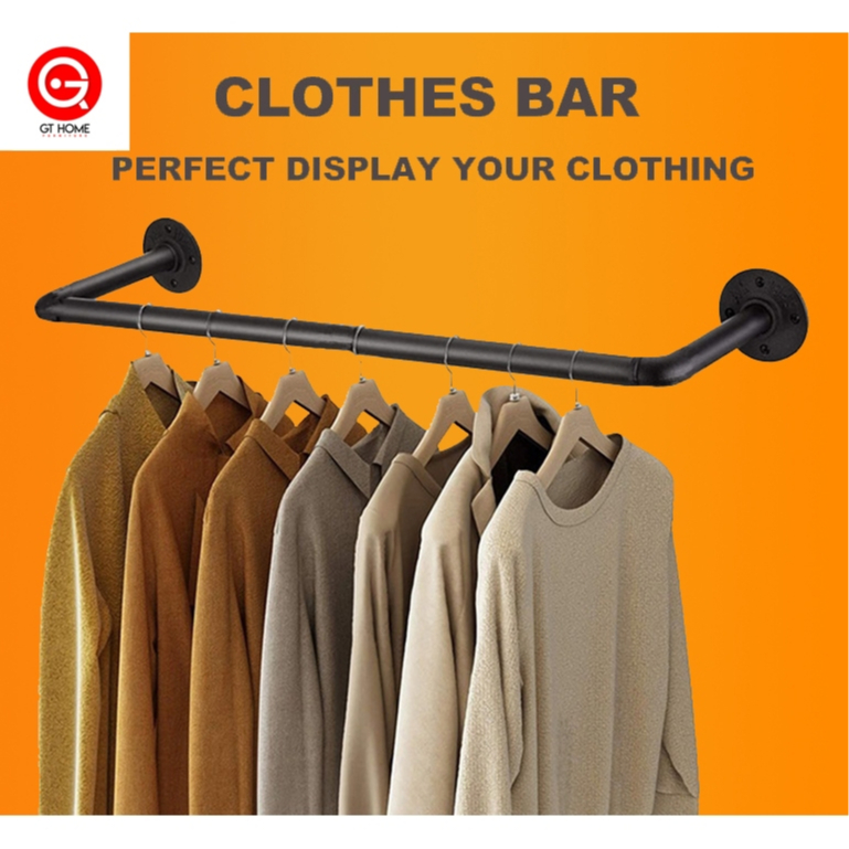 120/100/80/60cm Clothes Rack Wall Mounted Clothes Bar Mulig Clothing