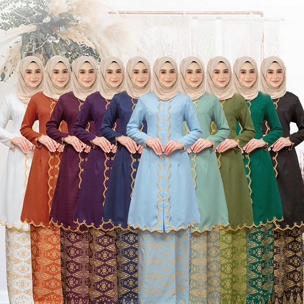 Baju Kebarung Labuh Modern Nikah/Tunang Kebaya Batik Sulam Ironless ...