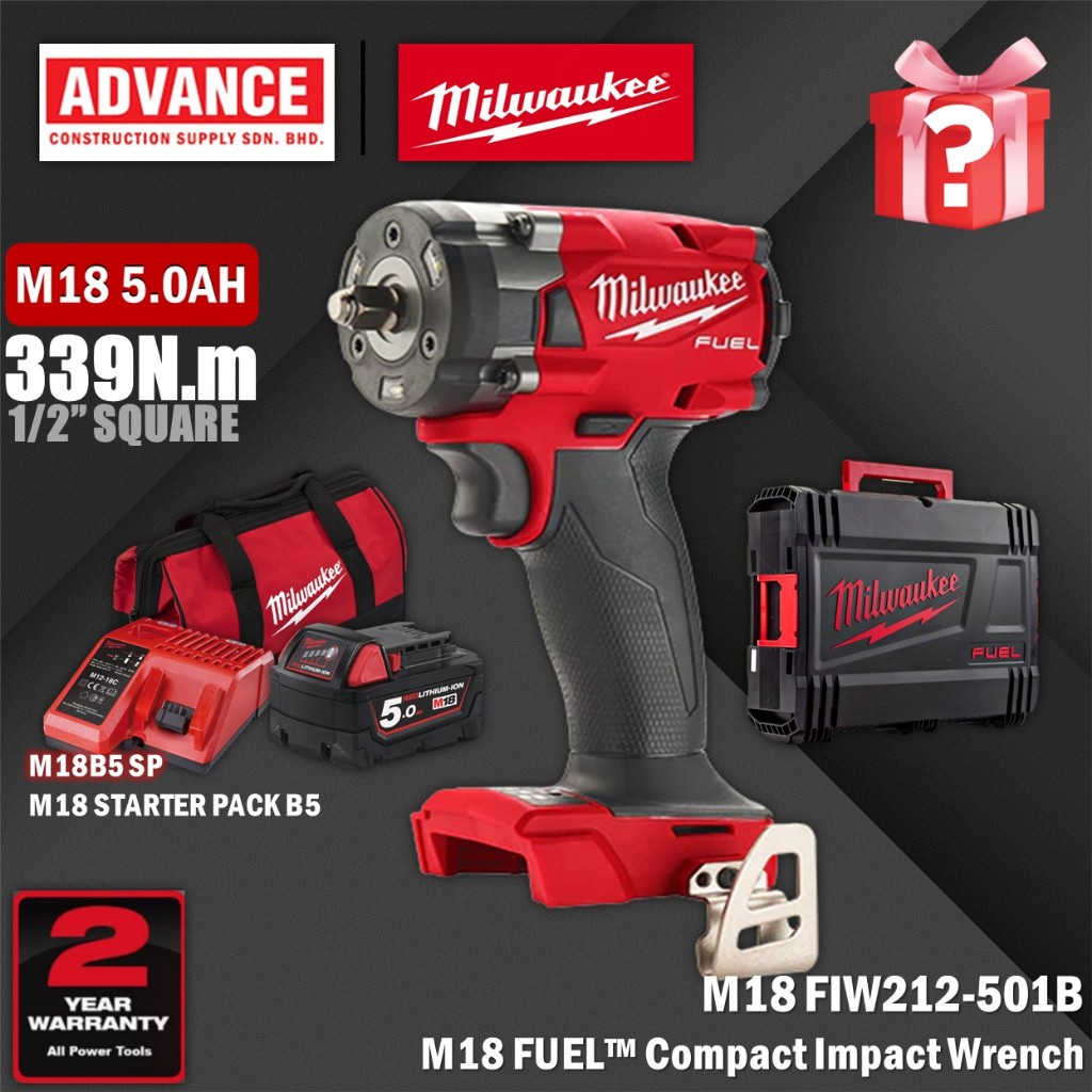 MILWAUKEE M18 FIW212-0 | FIW212-501B M18 FUEL™ Compact Impact Wrench ...