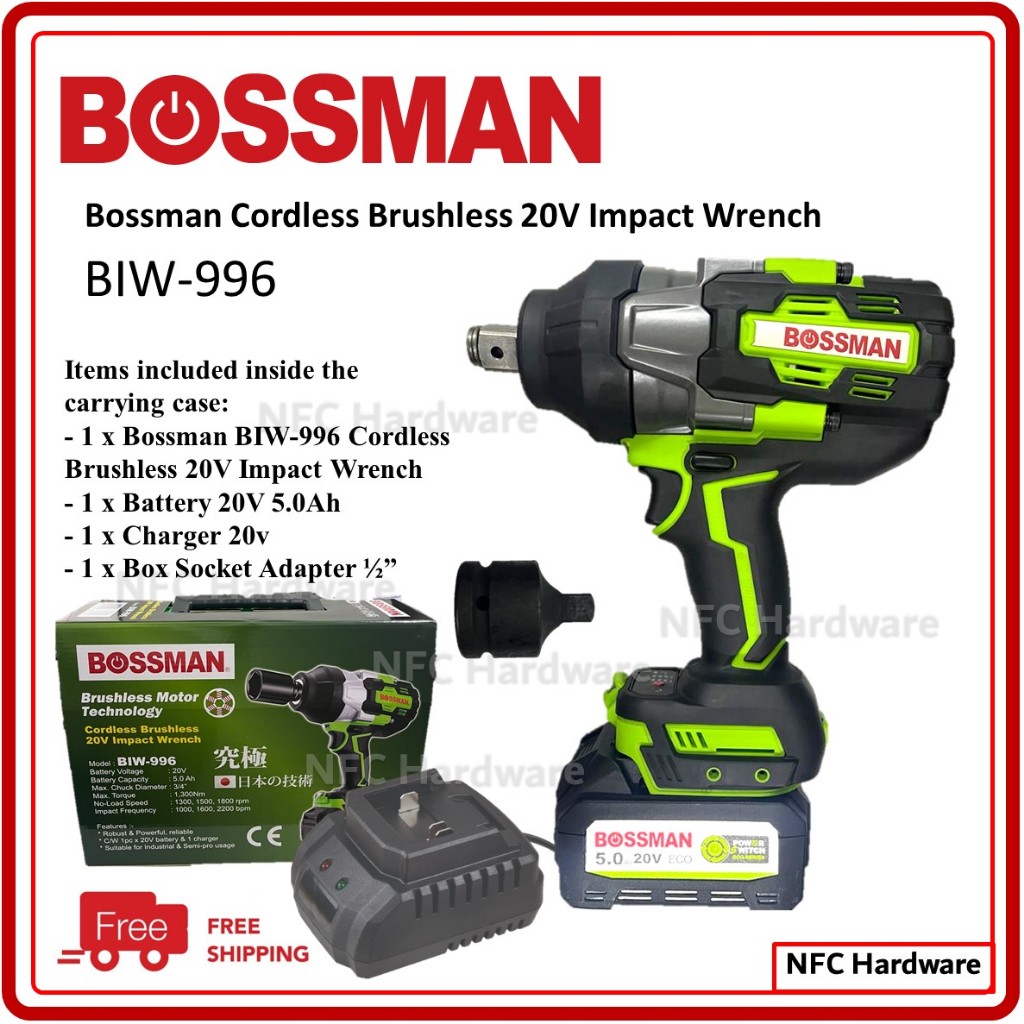 Free Shipping] BOSSMAN BIW-996 20V Cordless Brushless Impact