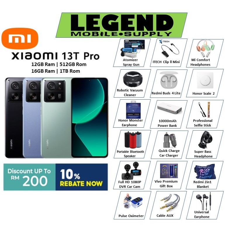 Xiaomi 13T Pro 5G (12GB+512GB) (16GB+1TB) (Original Malaysia Set) With  Premium Gift