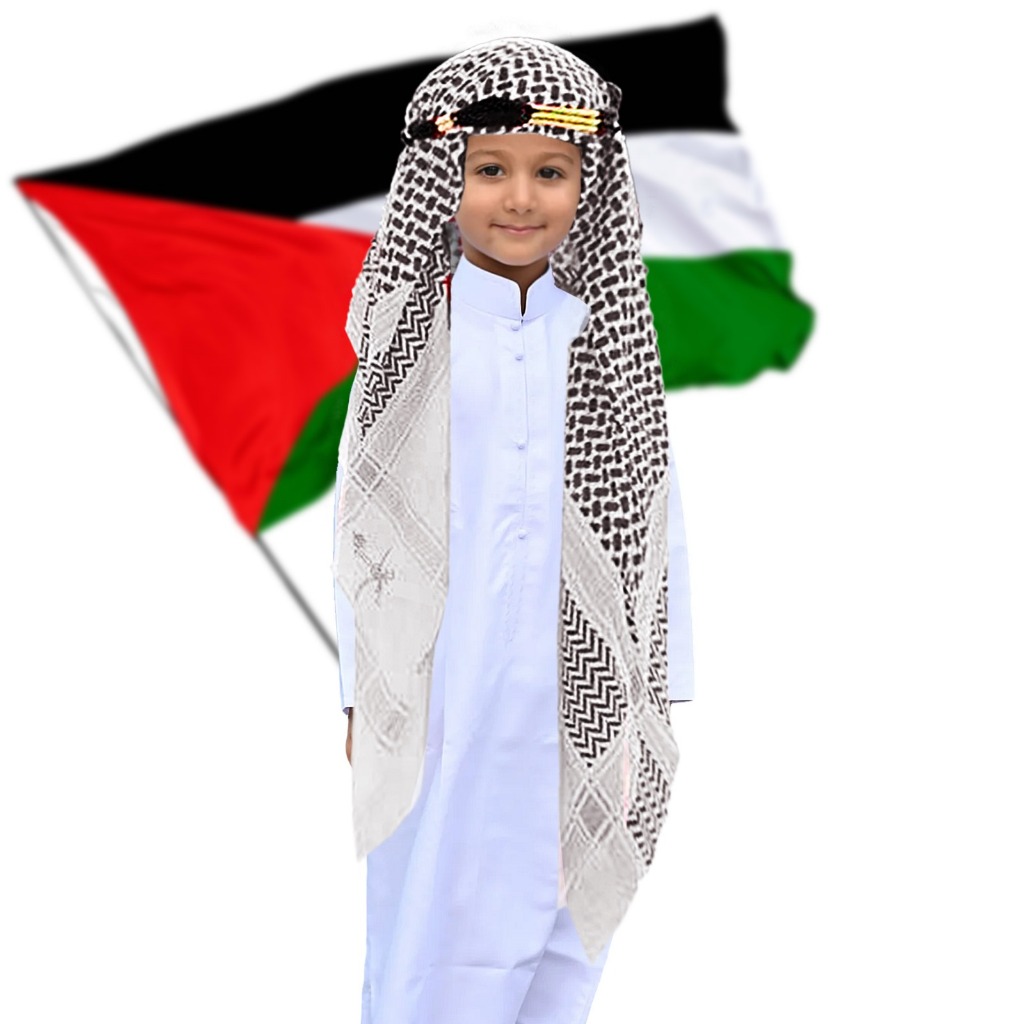 Palestine Kids White Shemagh for kids 2 Piece Igal Children plus shawl ...