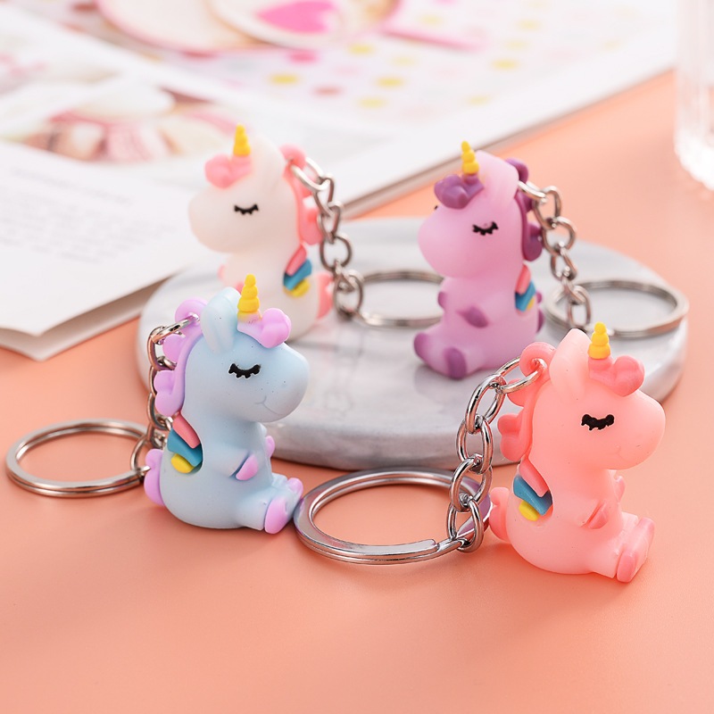 (Ready Stock) Cute Cartoon Lovely Girl 3D Unicorn Key Chain Key Ring ...