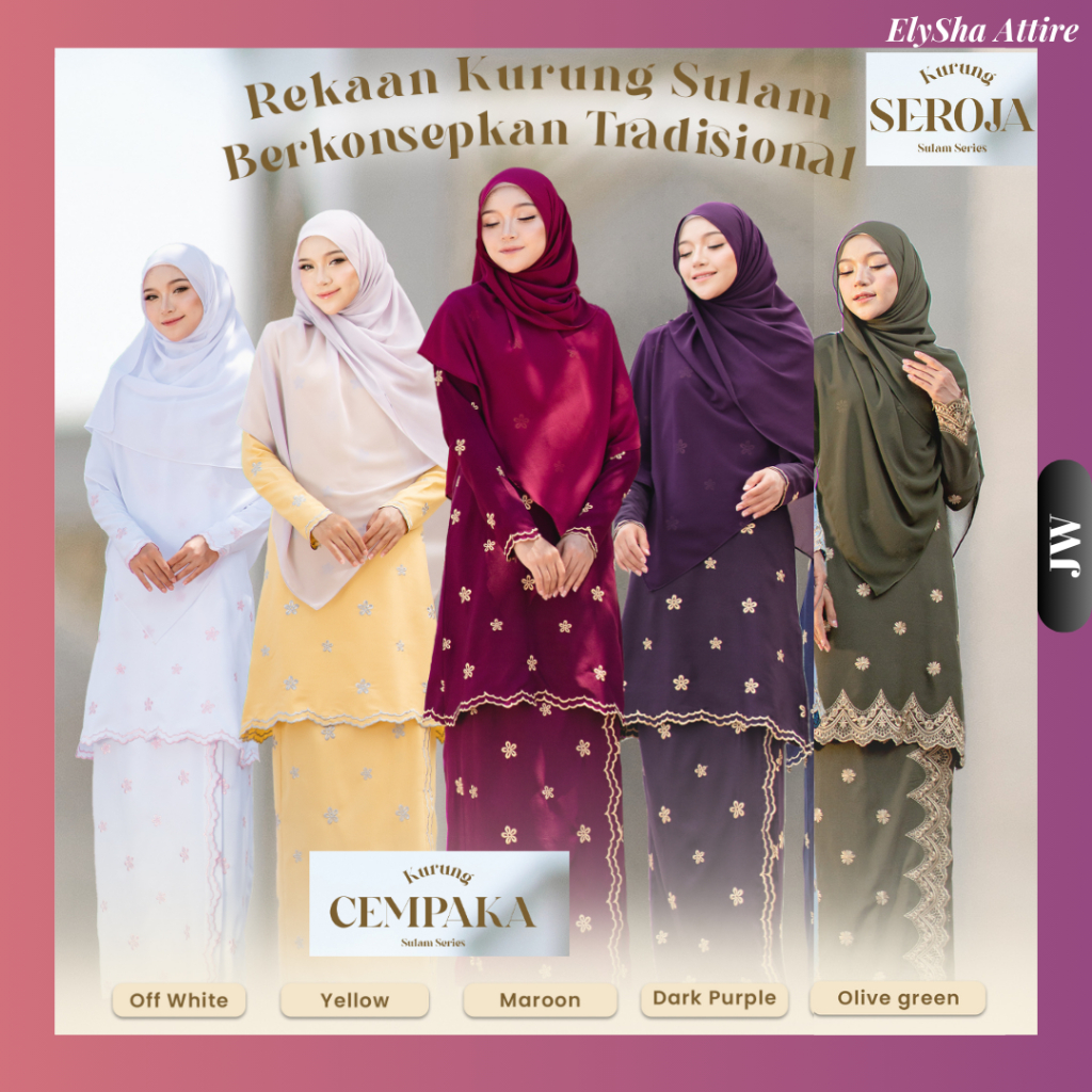 JW 🔥 KURUNG SULAM BUNGA TABUR 🔥 Cempaka, Seroja, Widuri, Dahlia Kurung ...