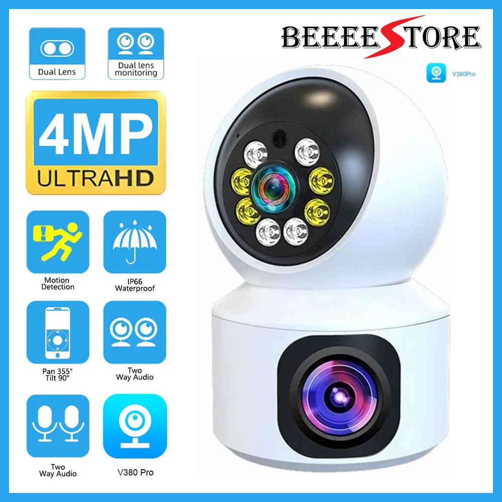 V380 Pro Dual Lens 4MP Wireless Dome Camera WIFI Home Smart Protection ...