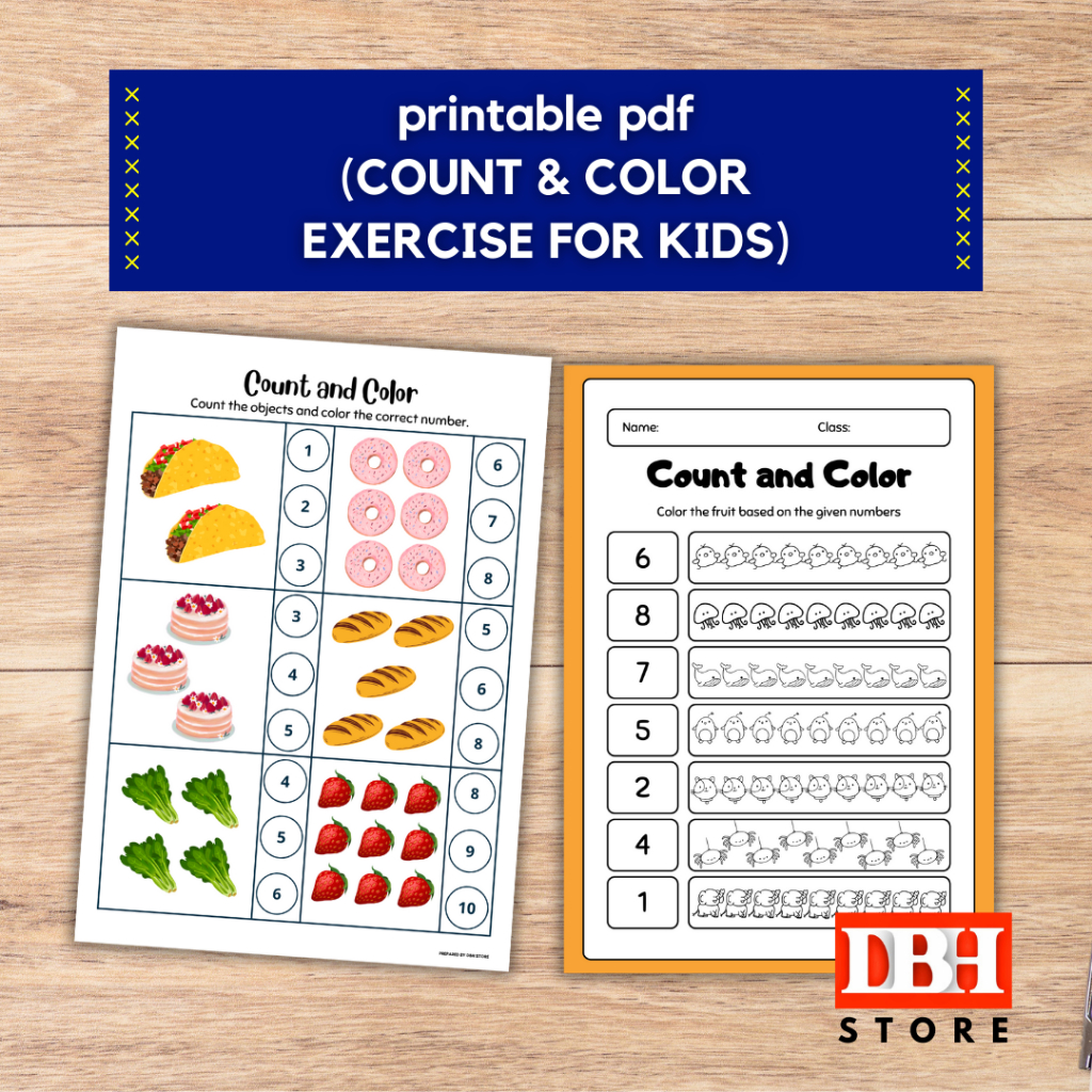 PDF Printable (Count and color exercise for kids) | Shopee Malaysia