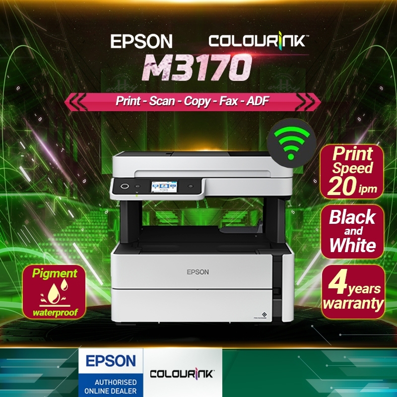 Epson EcoTank M2170 M3170 A4 Mono Ink Tank Printer Monochrome A4 B&W