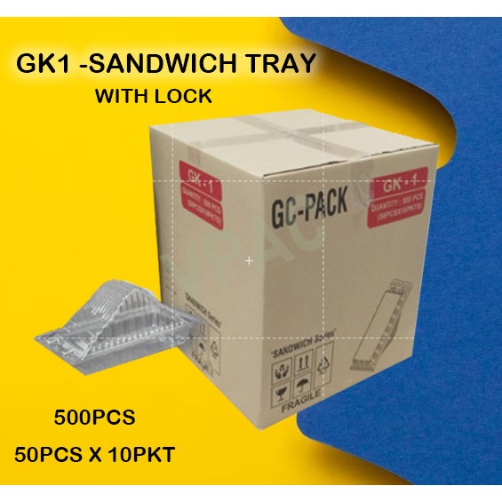 [1 KOTAK] GK-1 Sandwich Box with Lock (500pcs±) Bakery Disposable ...