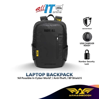 Armaggeddon BP SHIELD 5 Anti-Theft Gaming Laptop Backpack / Bag - Black