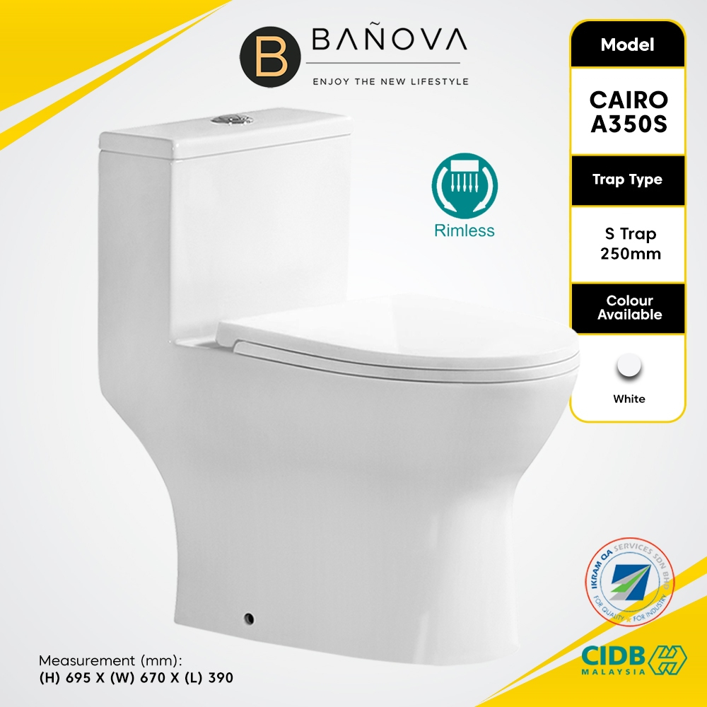 [Limit to 1 Unit Per Order] BANOVA CAIRO One Piece WC Toilet Bowl S ...