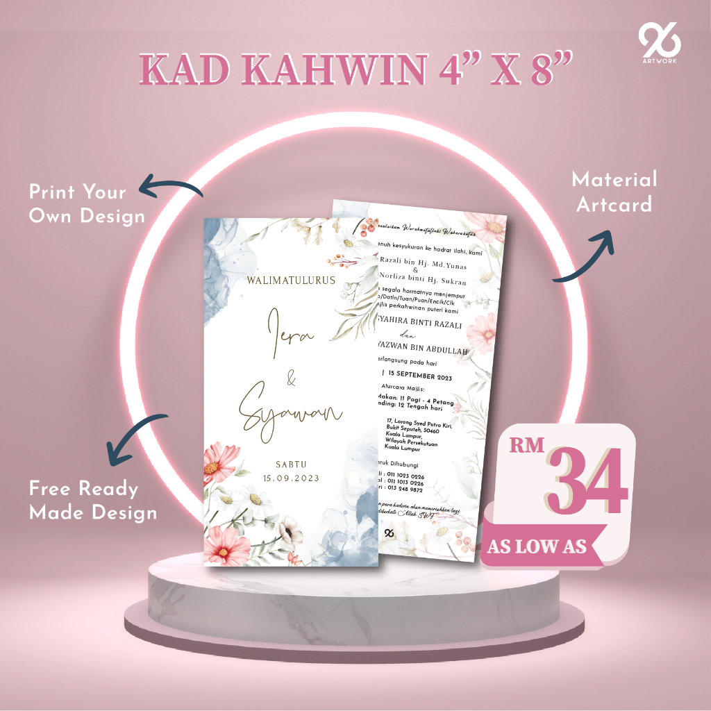 KAD KAHWIN 4X8 inch | KAD JEMPUTAN CUSTOM 4X8