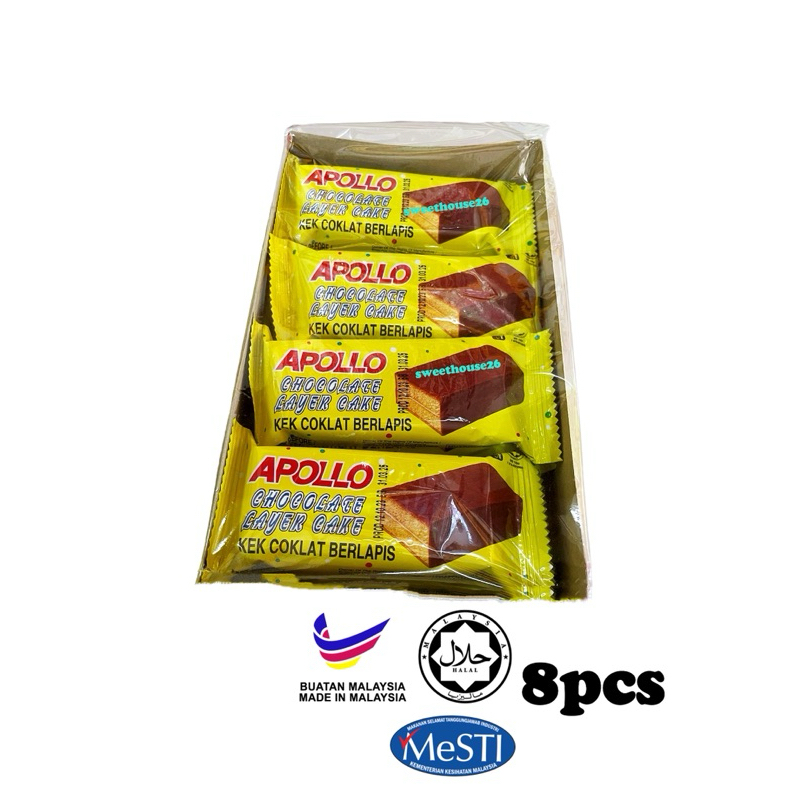 Apollo Chocolate Layer Cake 3020m （16g x 8pcs）Halal | Shopee Malaysia