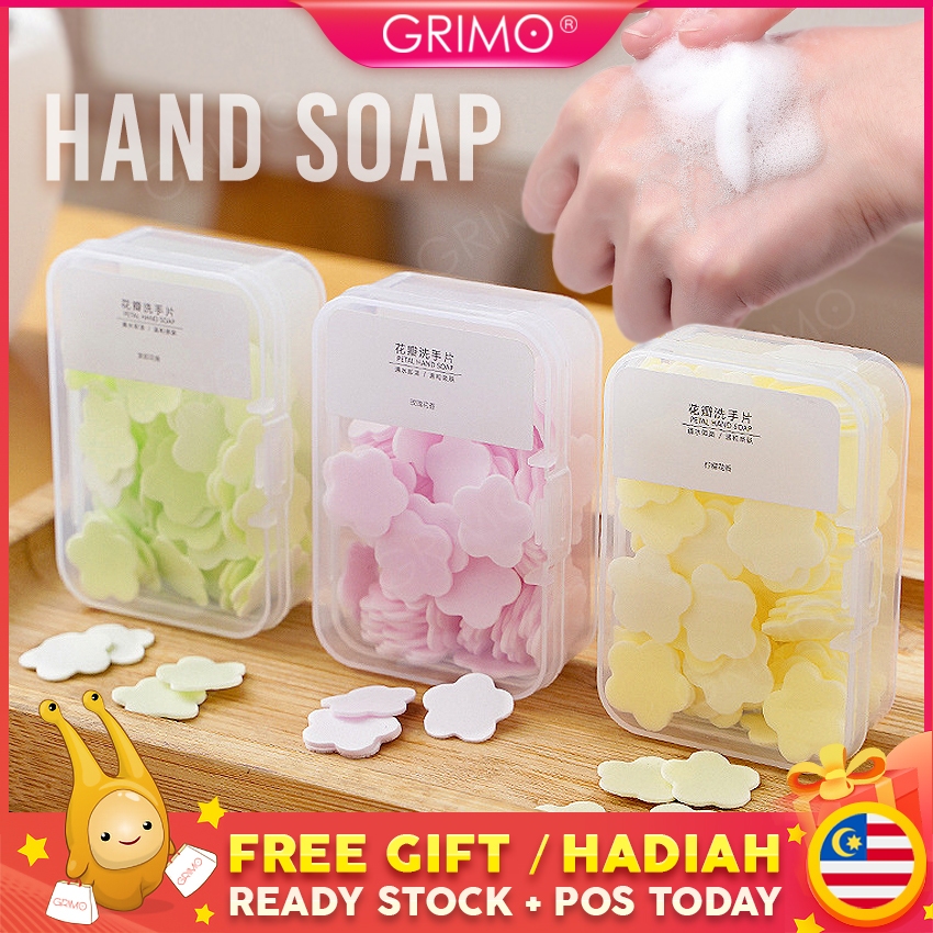 READY STOCK💖 GRIMO Petal Hand Soap Disposable Mini Paper Soaps Portable ...