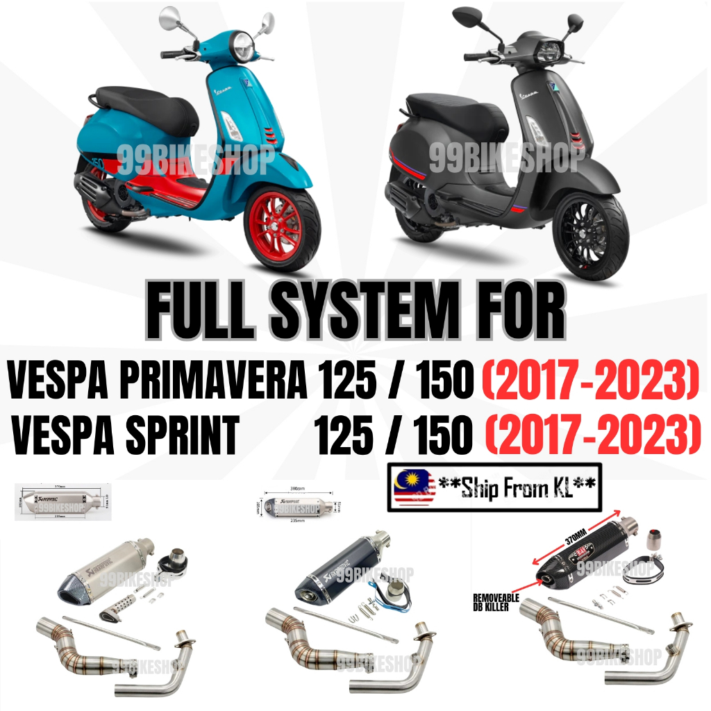 Full System Motorcycle Exhaust Muffler Set for Vespa Sprint 125 Sprint ...