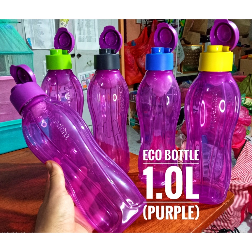 Tupperware Eco Bottle 1.0L Purple Botol Air 1 Liter Plastic Flip Top ...