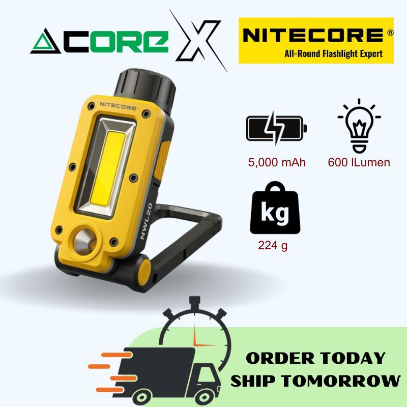 Nitecore - NWL20 - Torcia da Lavoro a Triplo Output - 600 Lumens e 93 Metri - Torce a Led