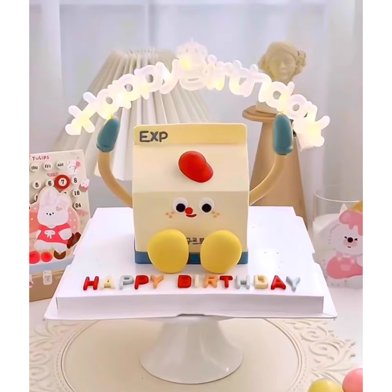 Happy Birthday LED light birthday cake decoration 网红生日快乐氛围彩灯灯牌生日蛋糕装饰摆件 ...