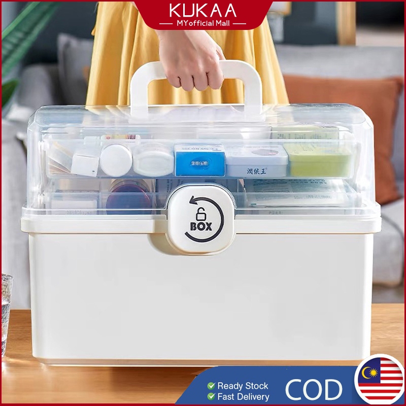 Kukaa Ubat First Aid Kit Storage Box Plastic Medicine Portable ...