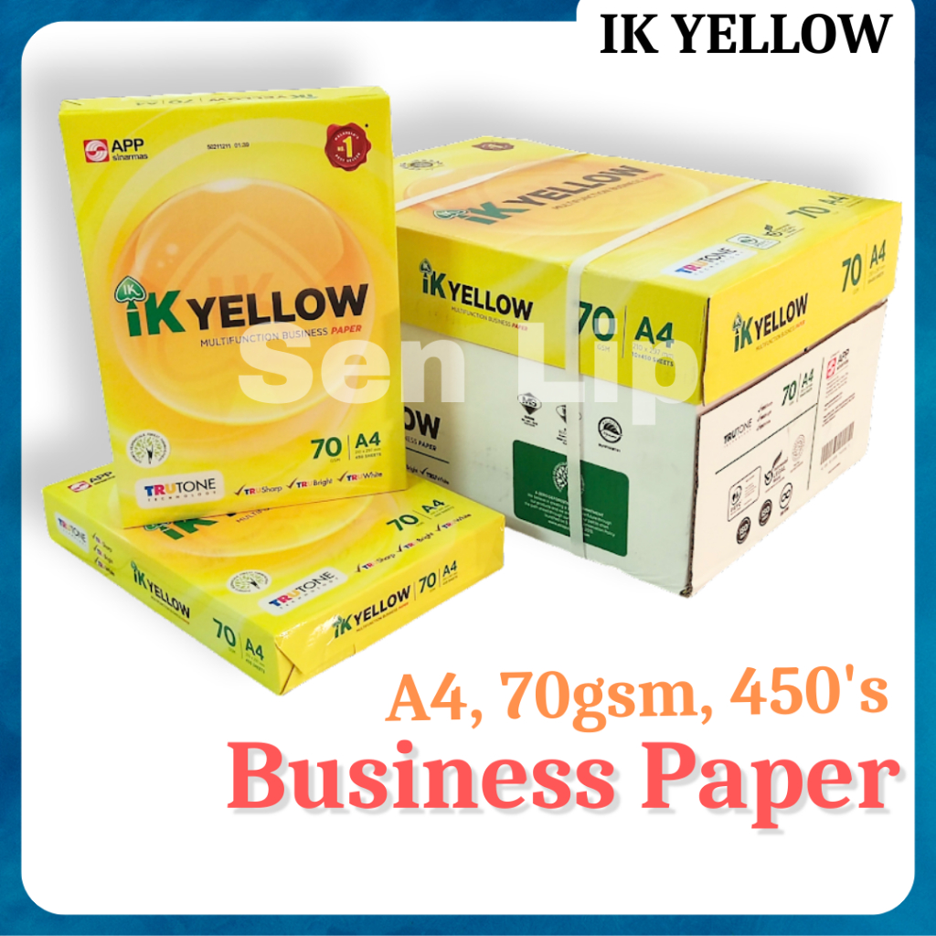 IK YELLOW A4 70gsm Paper / Multifunction Business Paper (450 sheets