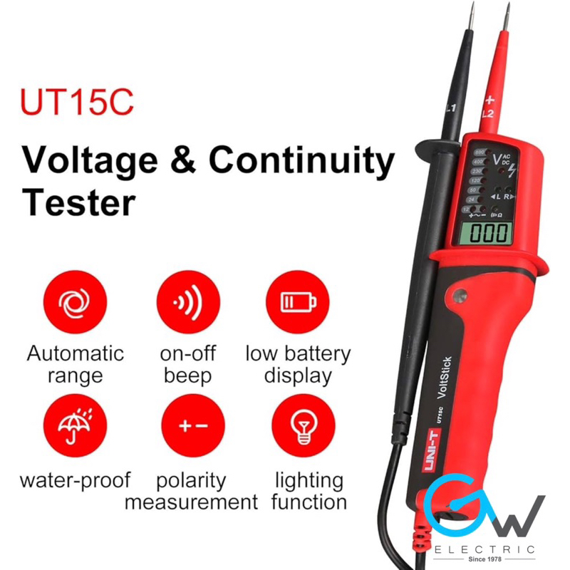 UNI-T UT15C Voltage Testers; AC/DC Voltage Test, Phase Rotation Test ...