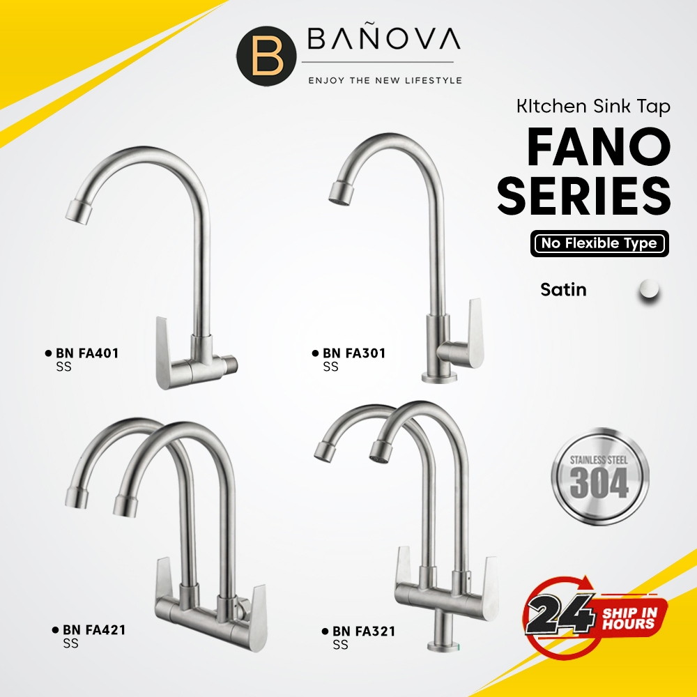 BANOVA SUS 304 Stainless Steel Kitchen Sink Tap Water Tap Paip Singki ...