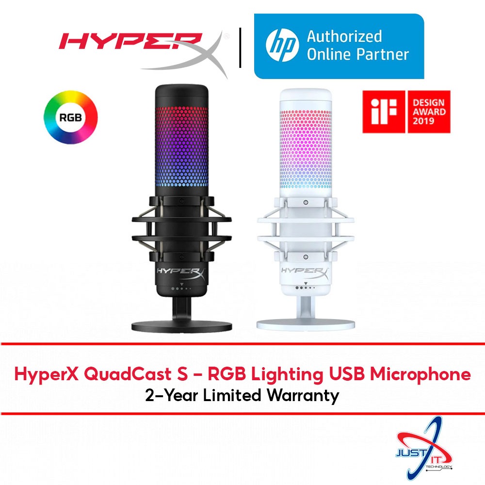 HYPERX QUADCAST S - RGB LIGHTING USB MICROPHONE (BLACK/GREY