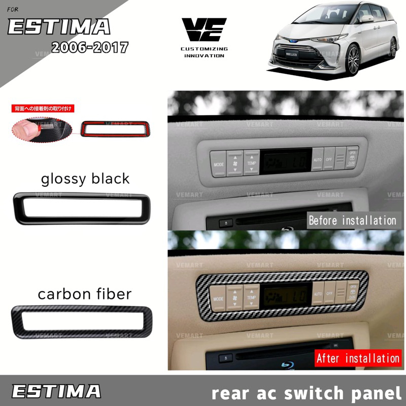 Vemart Toyota estima acr50 carbon fiber rear ac panel frame garnish ...